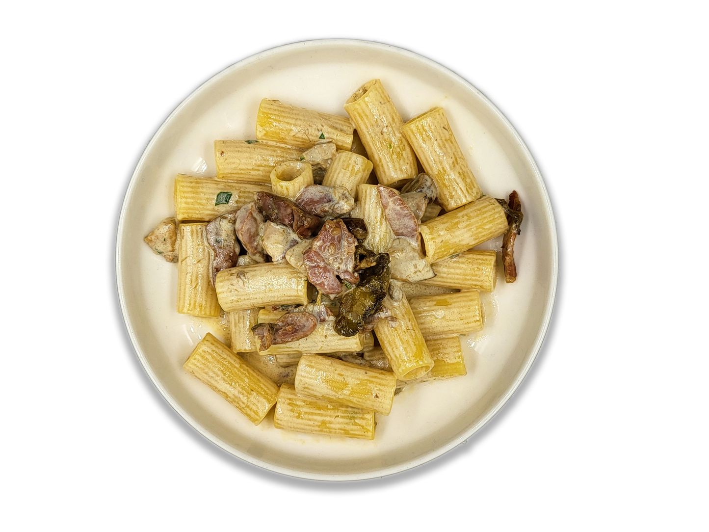 Pasta con funghi porcini e crudo