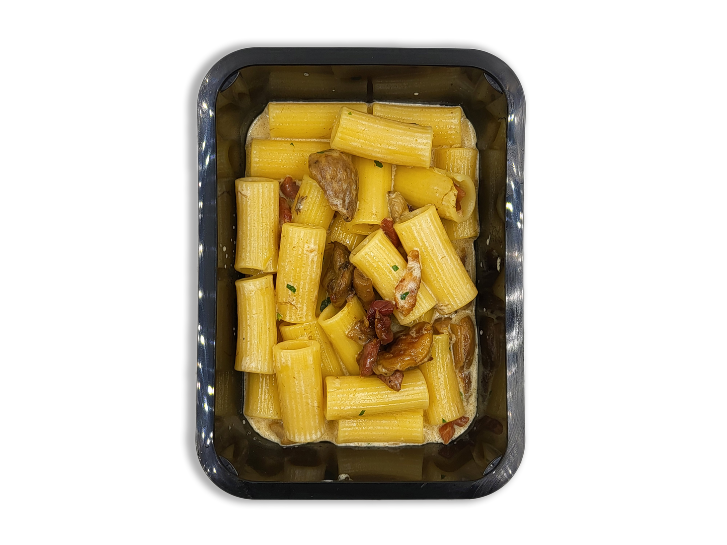 Pasta con funghi porcini e crudo