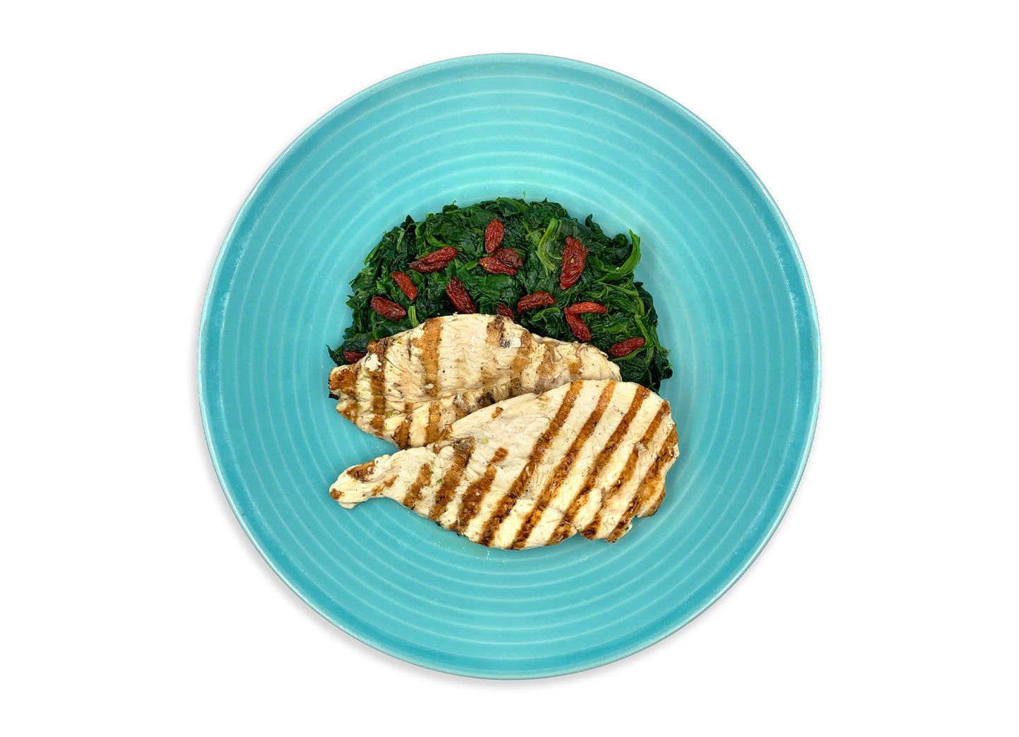 Filetto di pollo alla griglia con spinaci e bacche di Goji