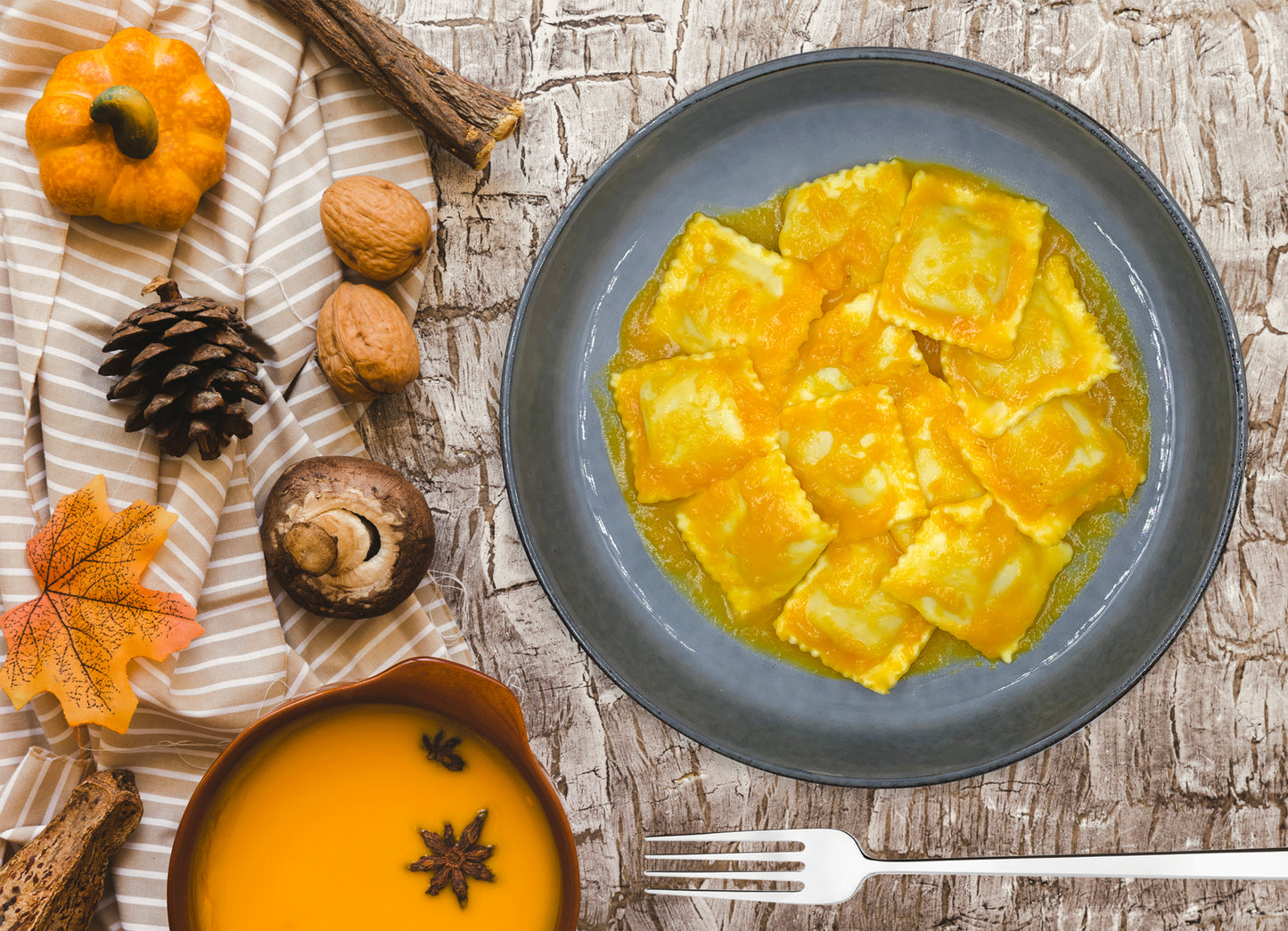 Ravioli alla zucca con crema di zucca