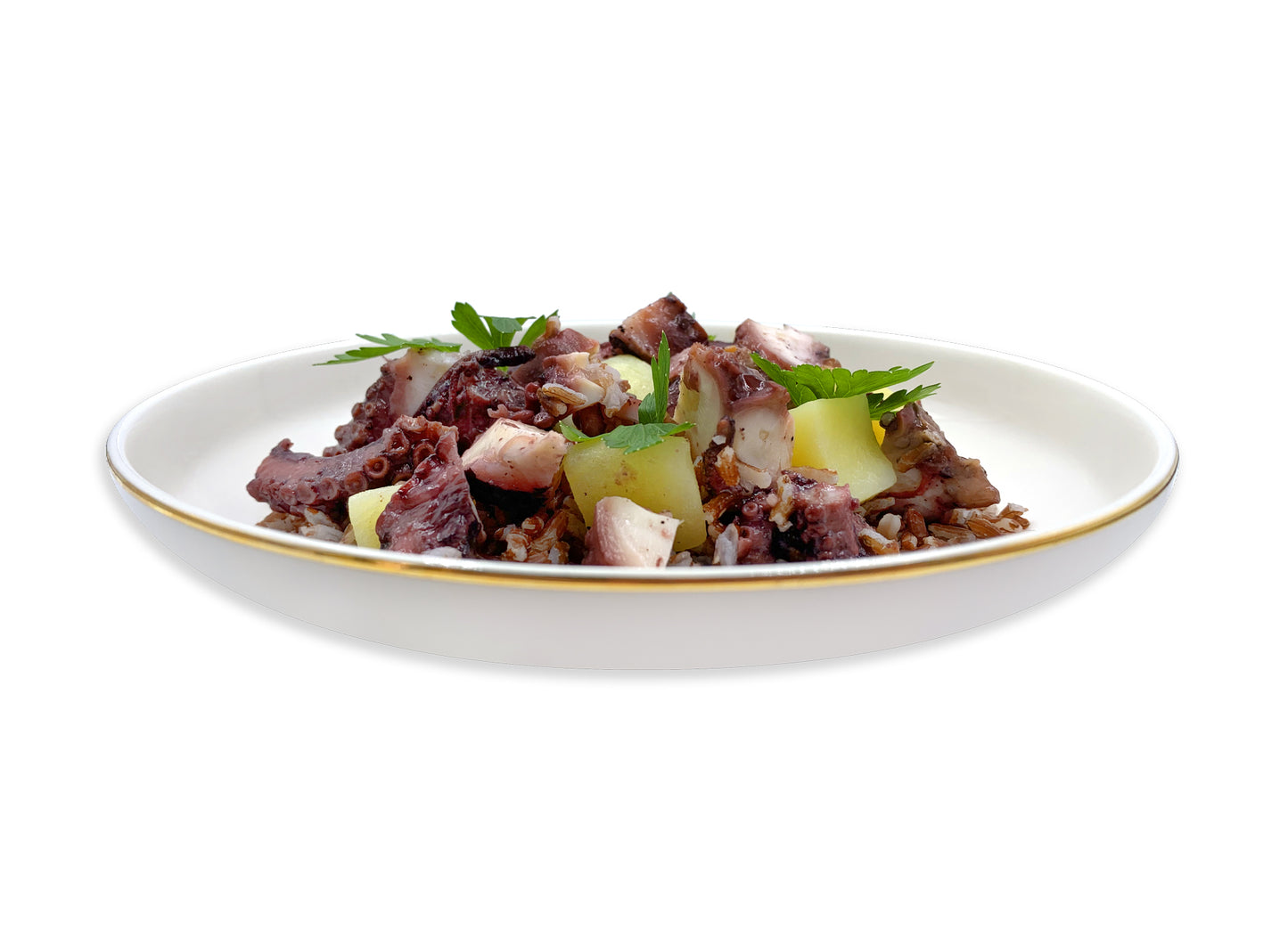 Riso rosso con polpo e patate