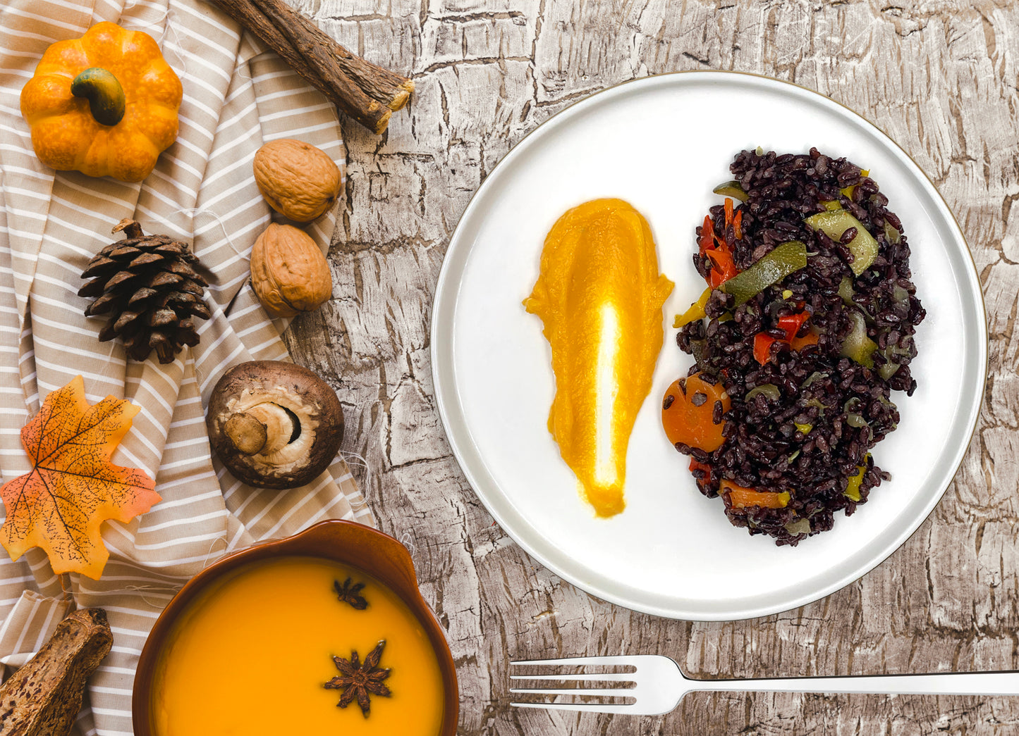 Riso venere con crema alla zucca