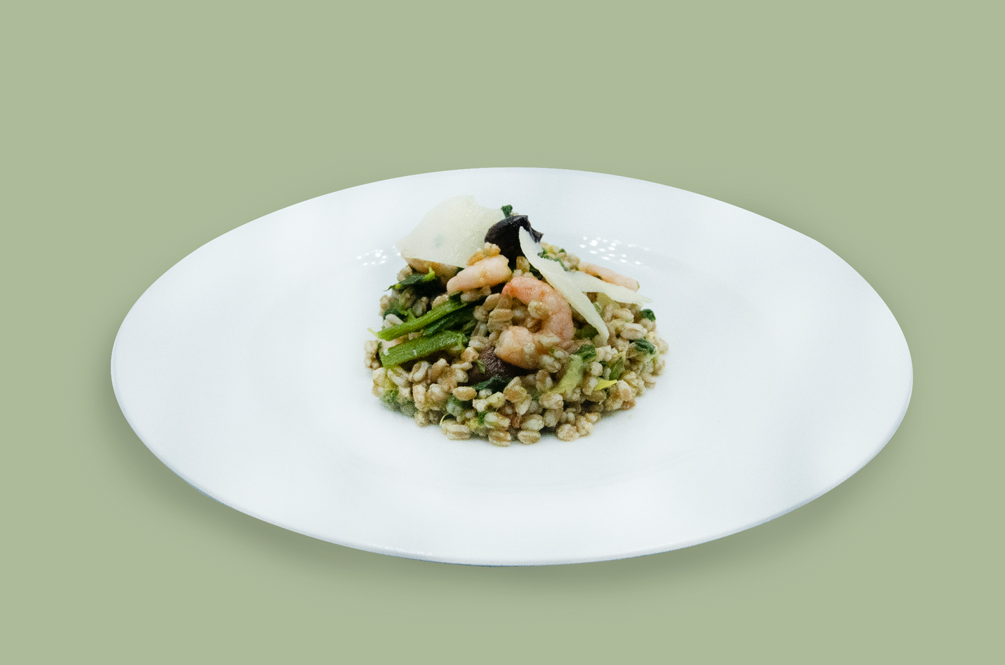 Farro Coachella (con gamberetti, spinaci, zucchine e Grana Padano)