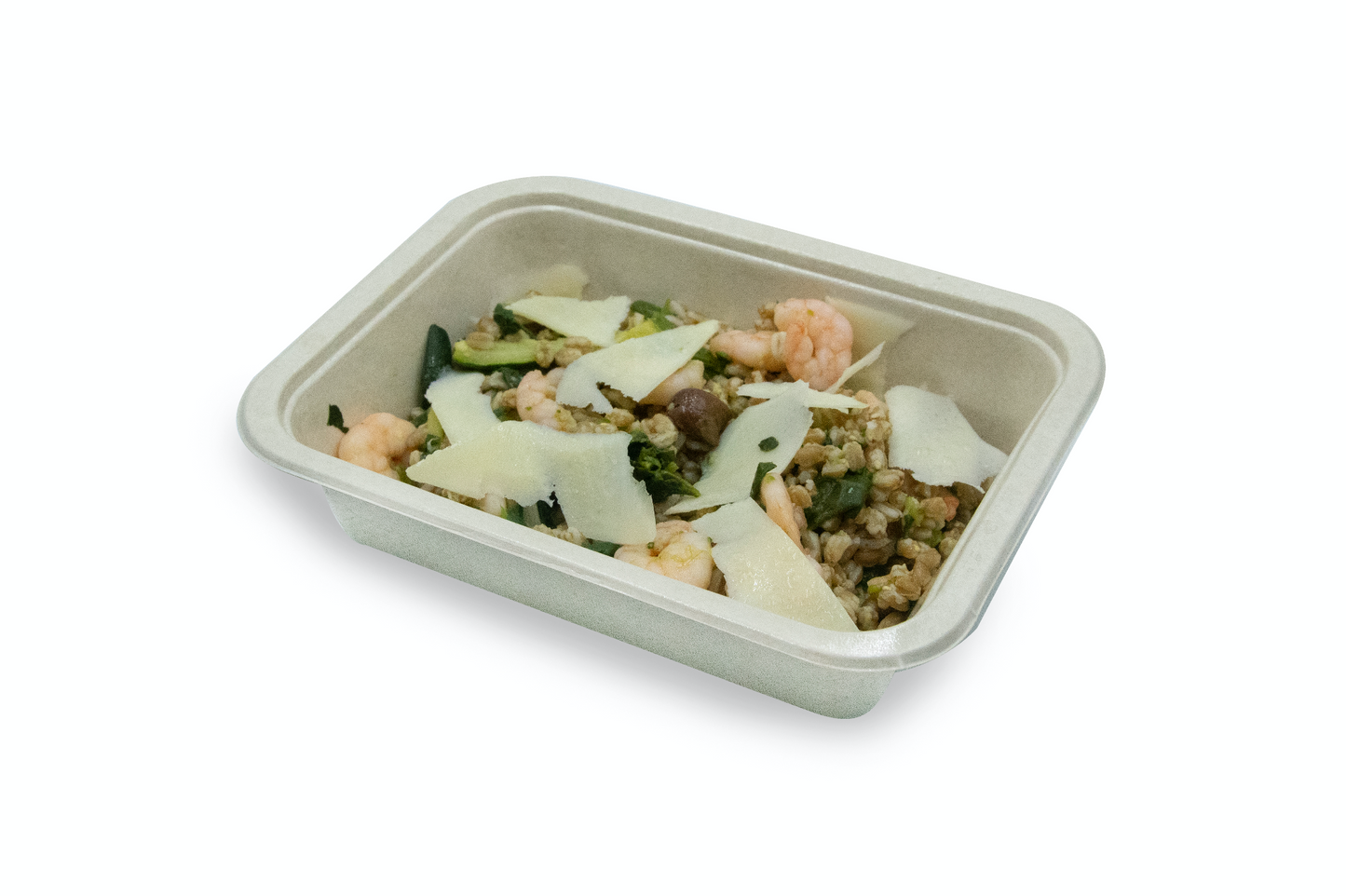 Farro Coachella (con gamberetti, spinaci, zucchine e Grana Padano)