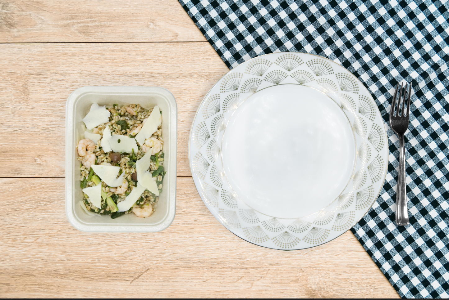 Farro Coachella (con gamberetti, spinaci, zucchine e Grana Padano)