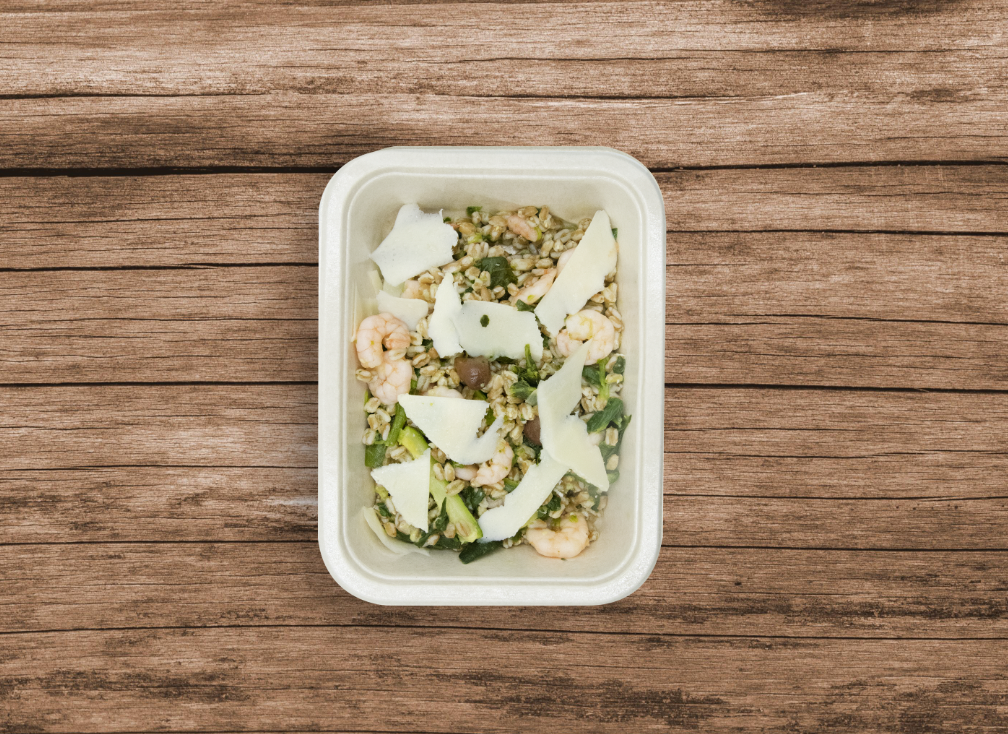 Farro Coachella (con gamberetti, spinaci, zucchine e Grana Padano)