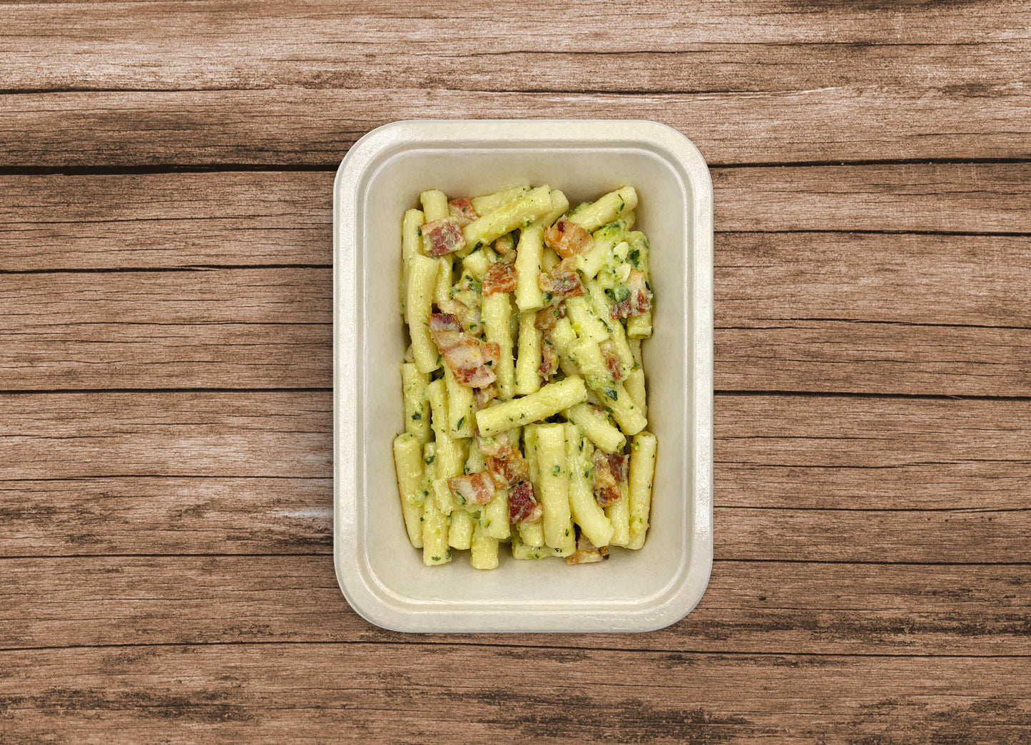 Sedani con crema di zucchine e pancetta croccante