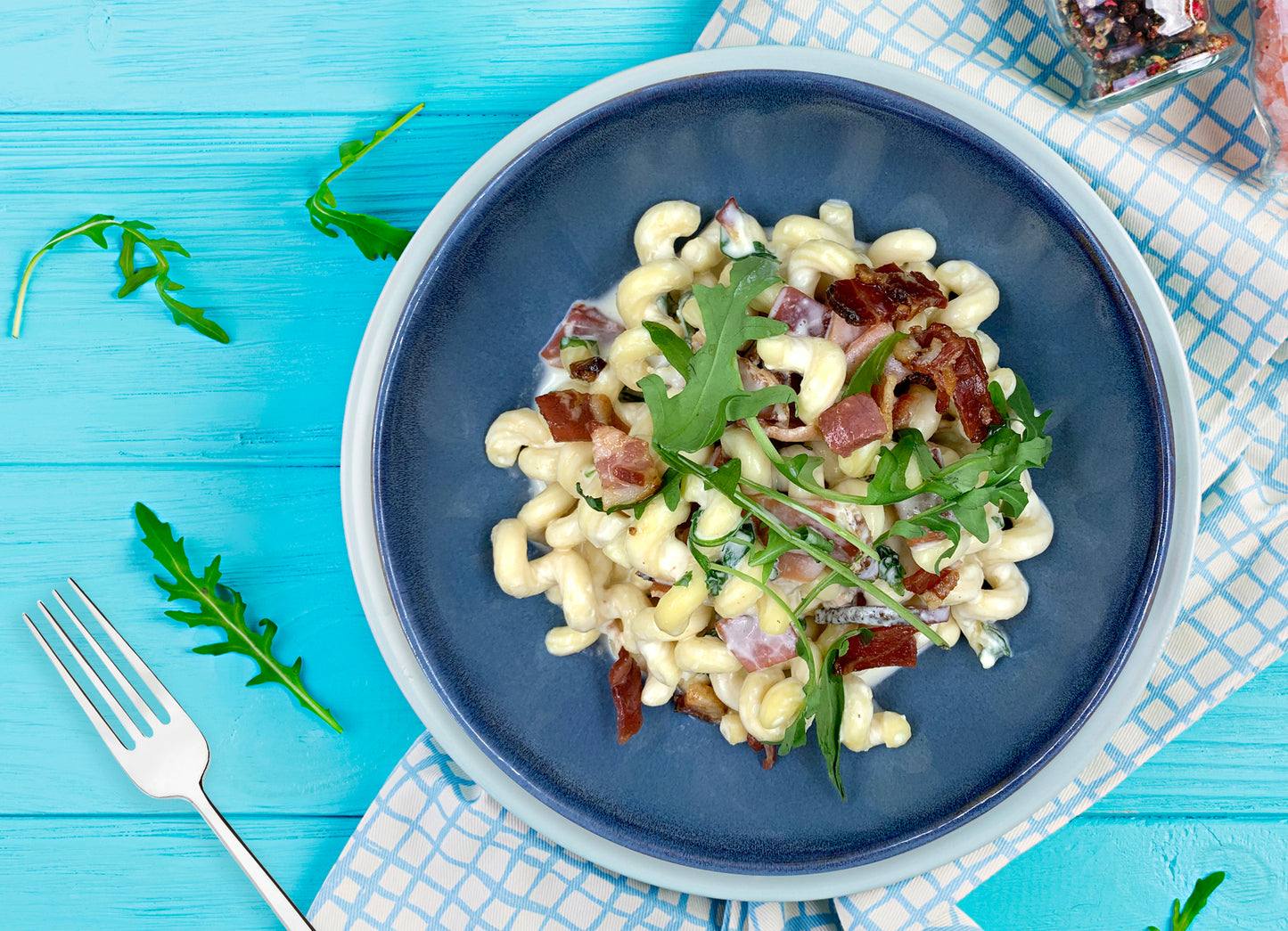 Trucioli panna, speck e rucola