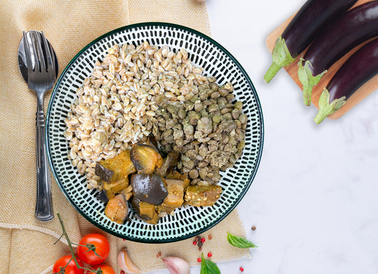 Farro, melanzane e lenticchie