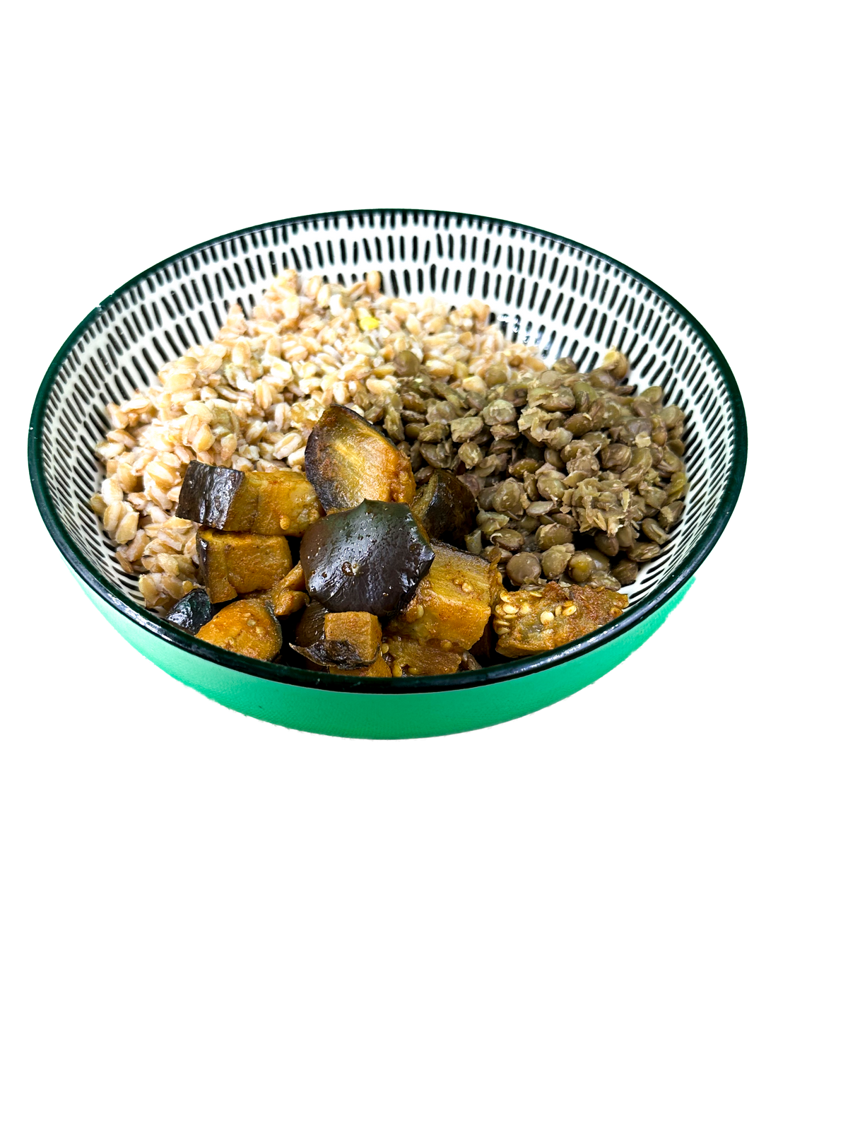 Farro, melanzane e lenticchie