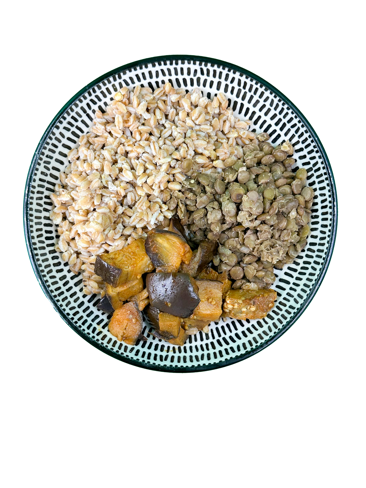 Farro, melanzane e lenticchie