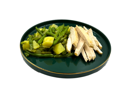 Pollo fagiolini, asparagi e patate
