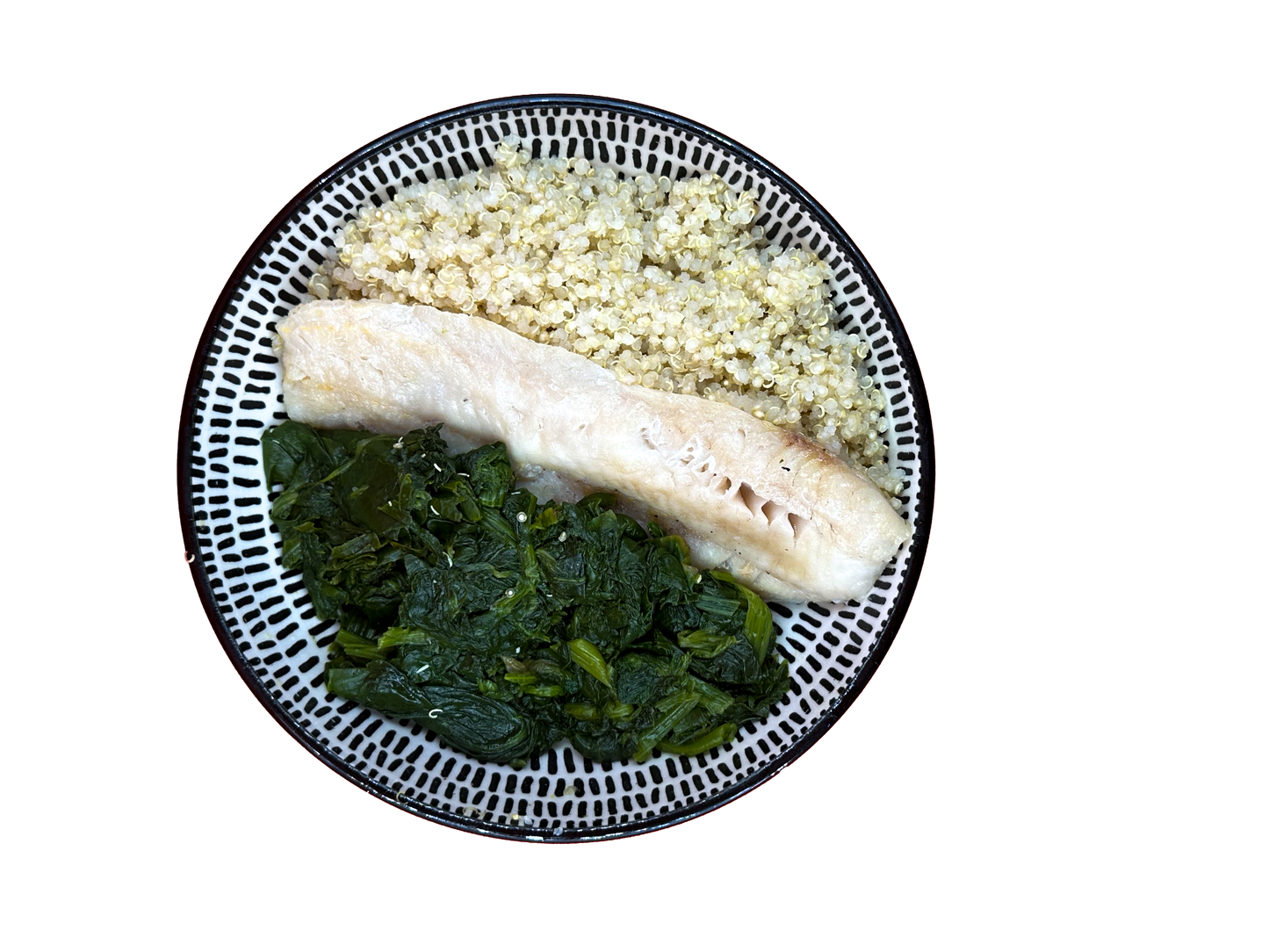 Quinoa, pesce e spinaci