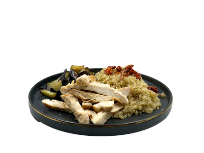 Quinoa, melanzane e pollo