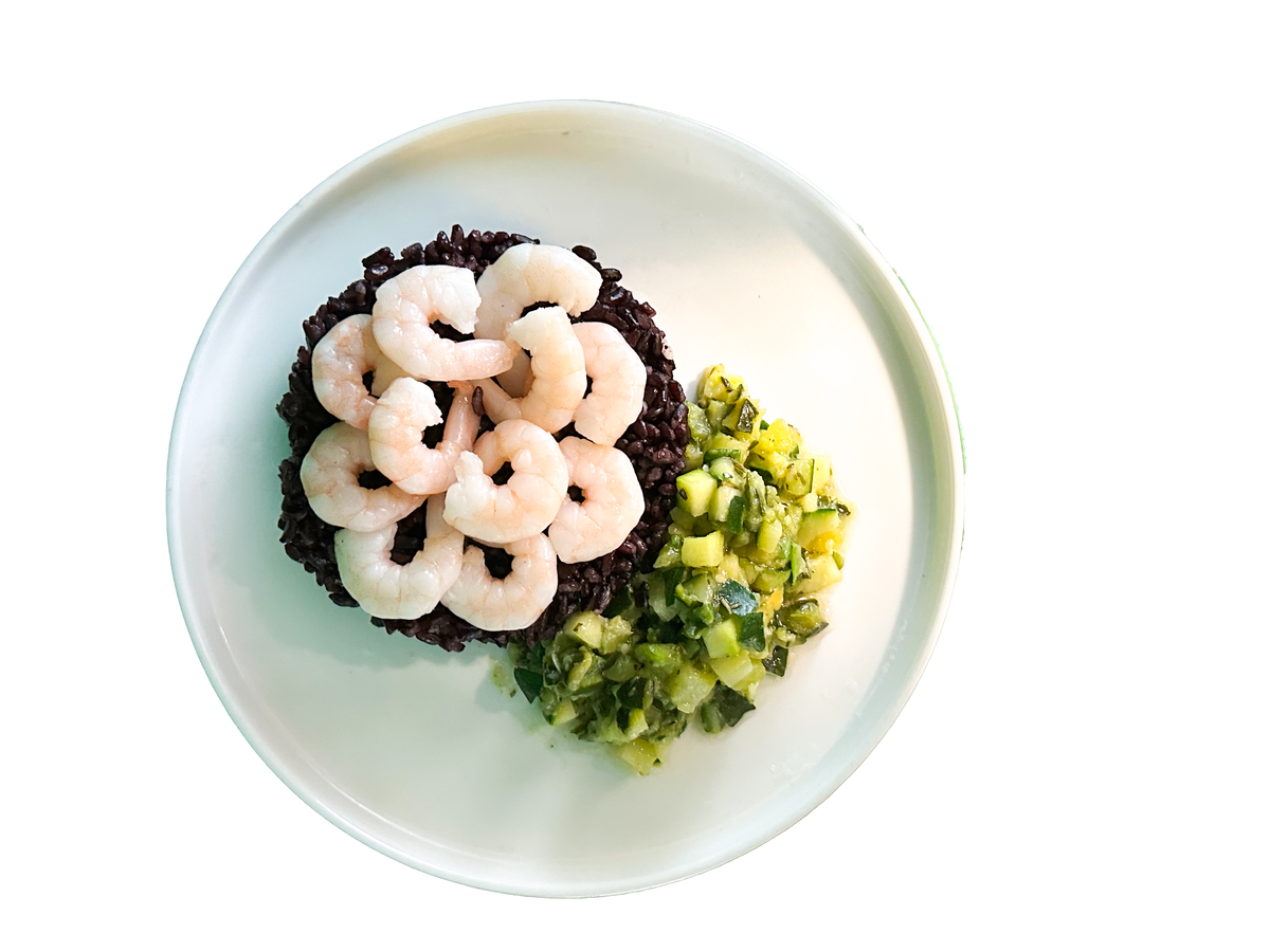 Riso venere gamberetti e zucchine (HEALTHYFOOD)