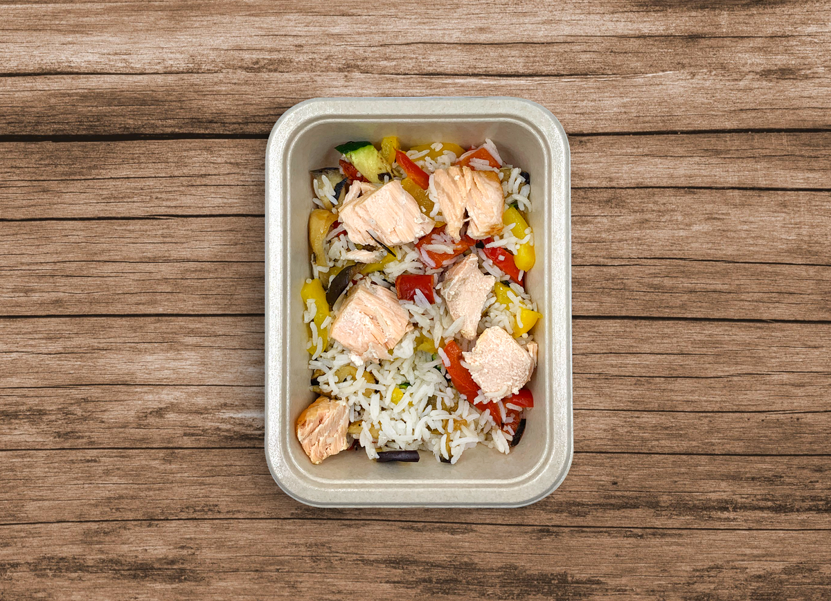 Basmati con salmone e verdure