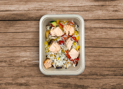 Basmati con salmone e verdure