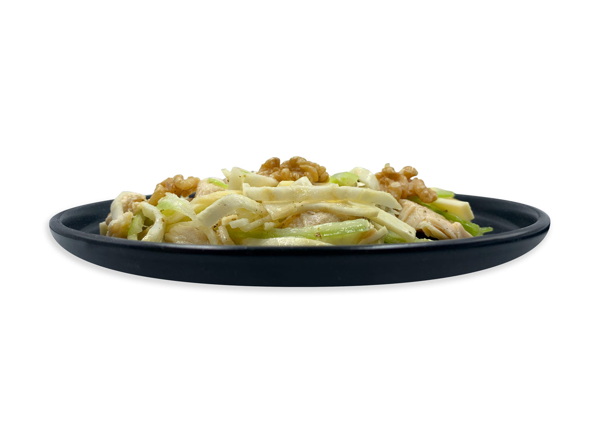 Composta di pollo ai due sedani con noci ed Emmental