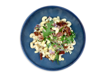 Trucioli panna, speck e rucola